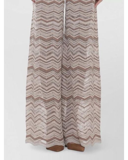 D.exterior Natural High Waisted Wide Leg Patterned Pants