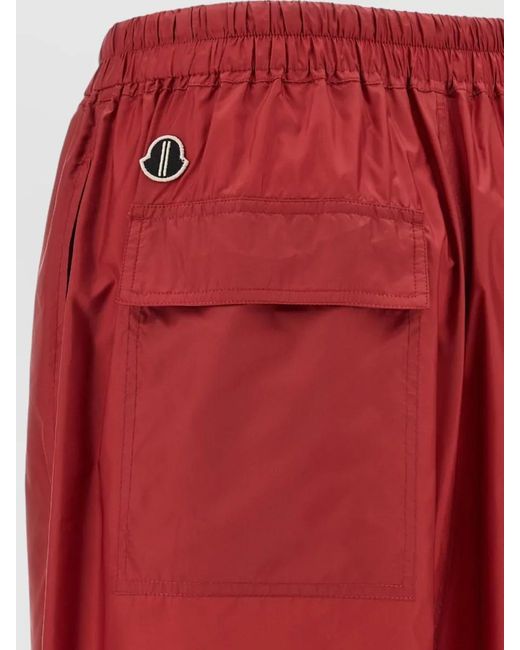 Rick Owens Red Polyester Knee-Length Shorts