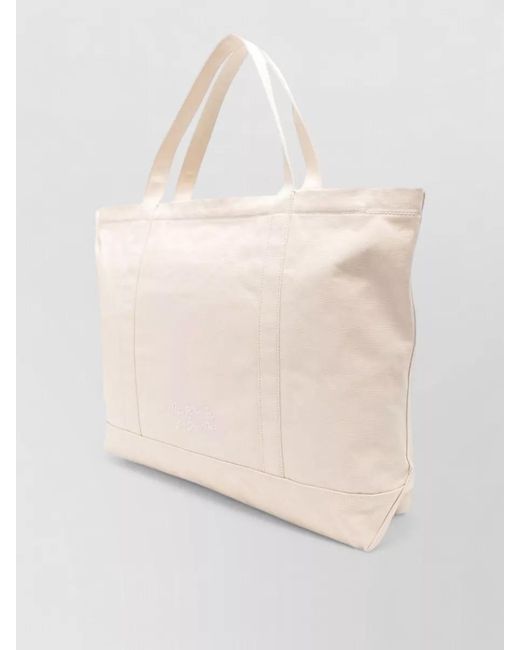 Maison Kitsuné Natural Fox Head Canvas Beach Tote Bag