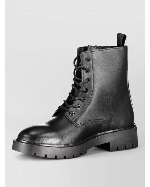 Calvin Klein Black Synthetic Leather Lace-Up Ankle Boots for men