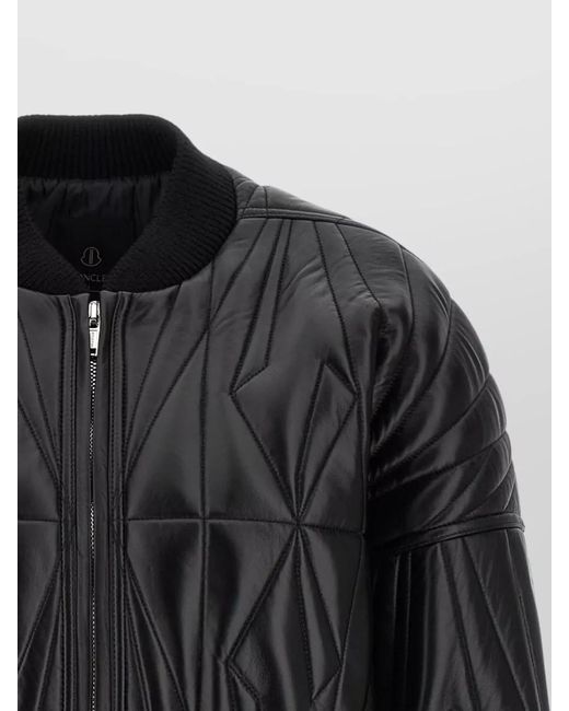 Rick Owens Black Lamb Leather Cropped Quilted Bomber Jacket for men
