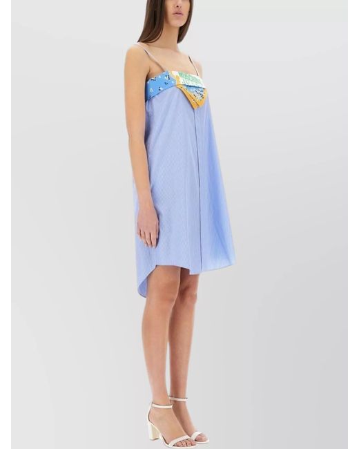 Moschino Blue Cotton Patchwork Knee-Length Dress