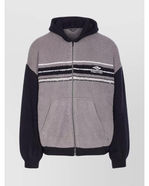 Balenciaga Gray Hooded Sweater With Pockets And Long Sleeves for men