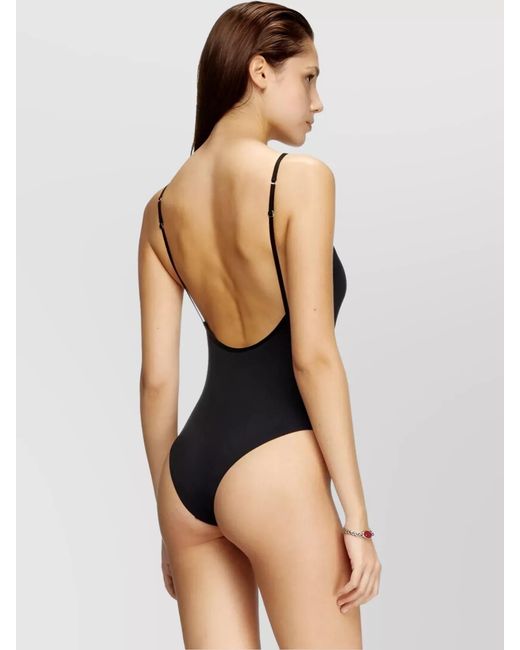 DIESEL Black V-Neck Cutout Bodysuit