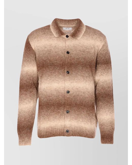 NN07 Natural Collared Gradient Knitwear With Ribbed Cuffs And Hem for men