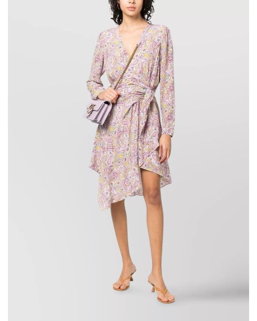 IRO Pink Graphic Print Short Wrap Dress
