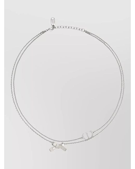 Dior White Double Chain Bow Detail Bracelet Set