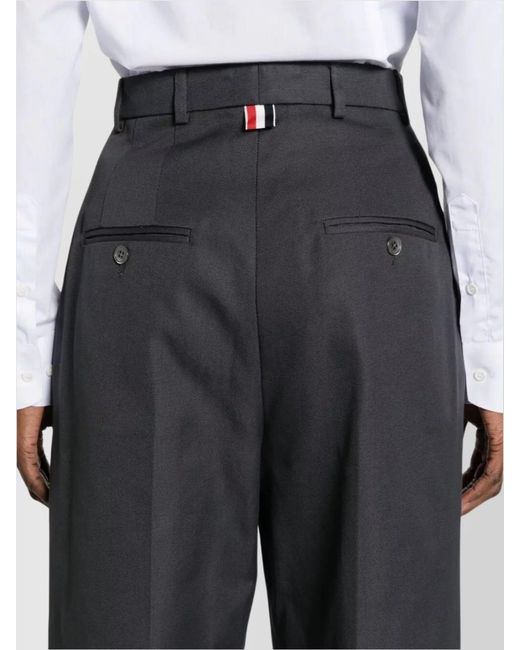 Thom Browne Gray High-Rise Straight-Leg Cropped Trousers