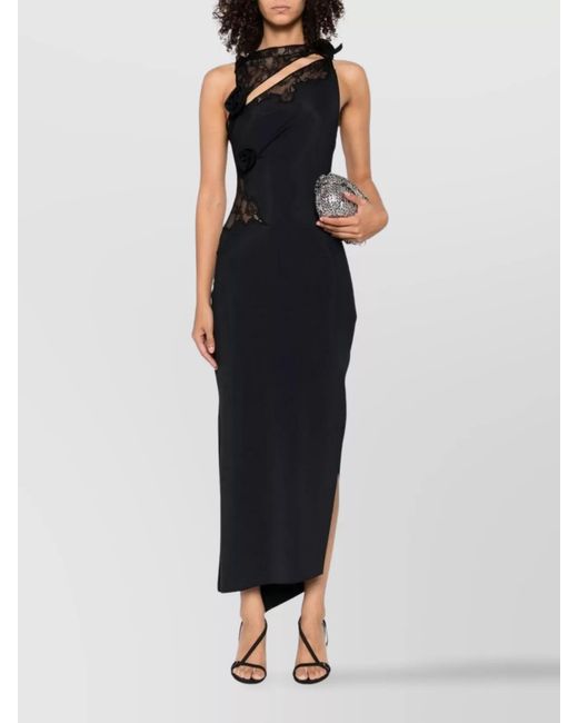 Coperni Black Asymmetric Sleeveless Midi Dress