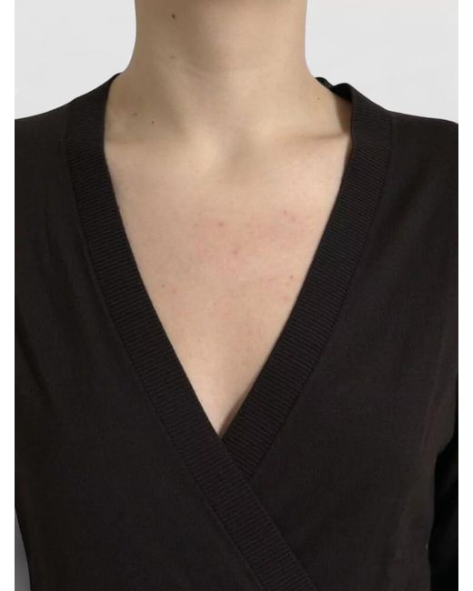 Dolce & Gabbana Black Virgin Wool V-Neck Wrap Cardigan
