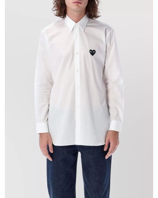 COMME DES GARÇONS PLAY White Cotton Short-Sleeve Shirt