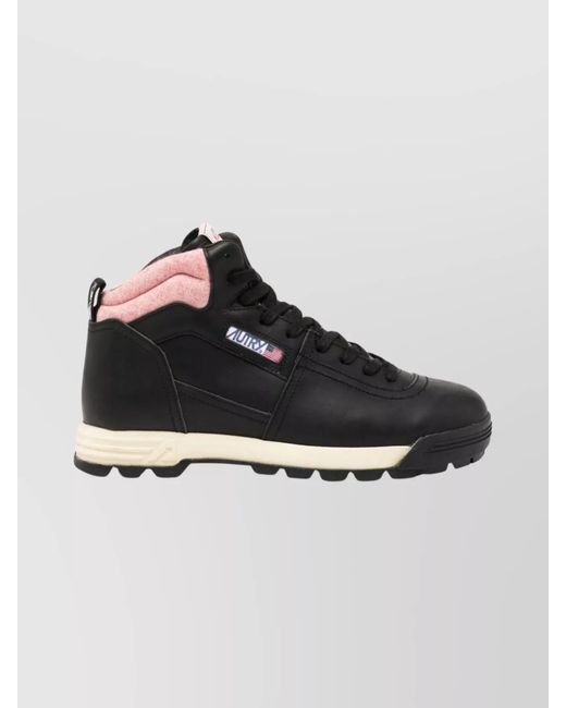 Autry Black Leather Mid-Top Sneakers for men