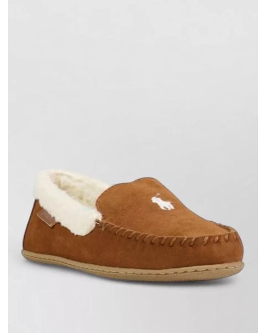 Ralph Lauren Brown Suede Leather Slippers