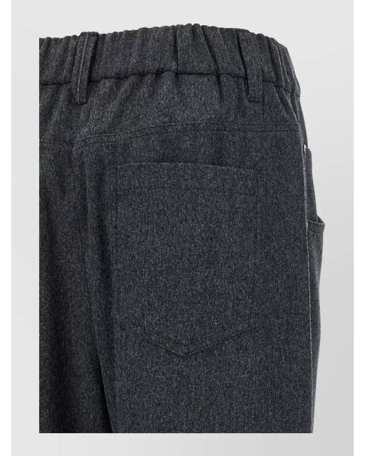 Brunello Cucinelli Black Wool Mix Tapered Pants Five Pockets