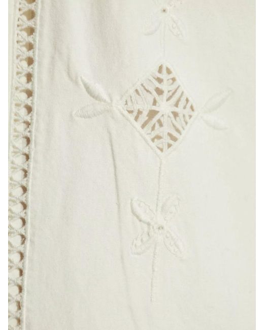 Isabel Marant White Cotton Macramé Fringe Mini Skirt
