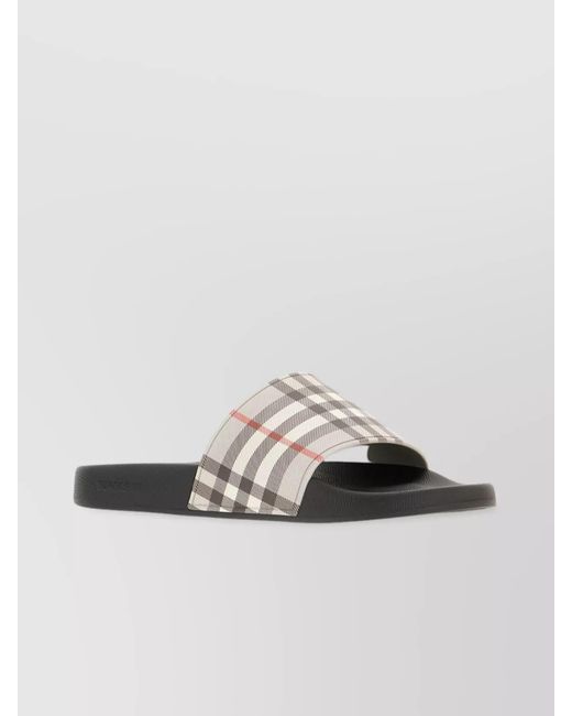 Burberry White Synthetic Leather Slides