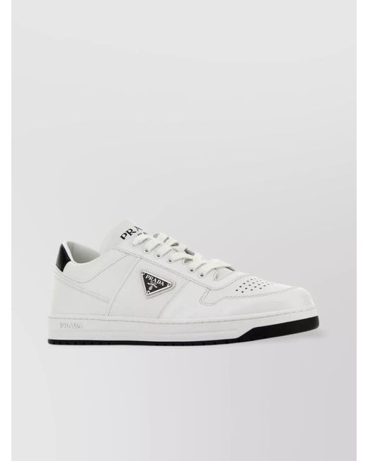 Prada White Leather Low-Top Sneakers for men