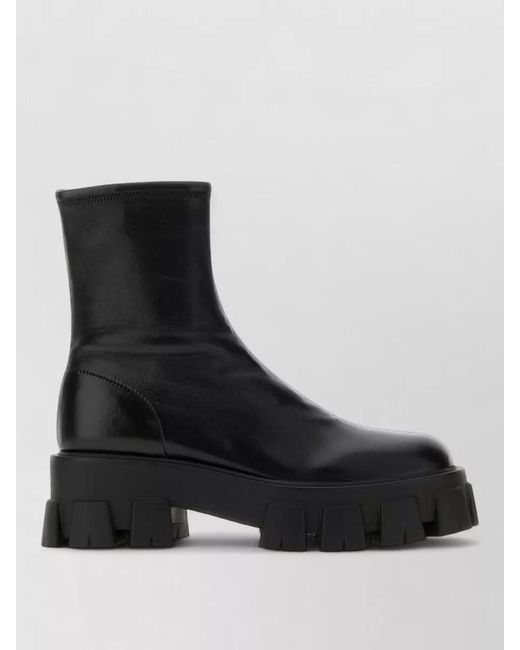 Prada Black Nappa Leather Monolith Ankle Boots Chunky Sole