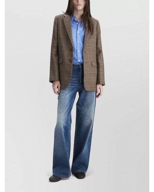 A.P.C. Brown Annie Wool Blazer Checked Single Breasted