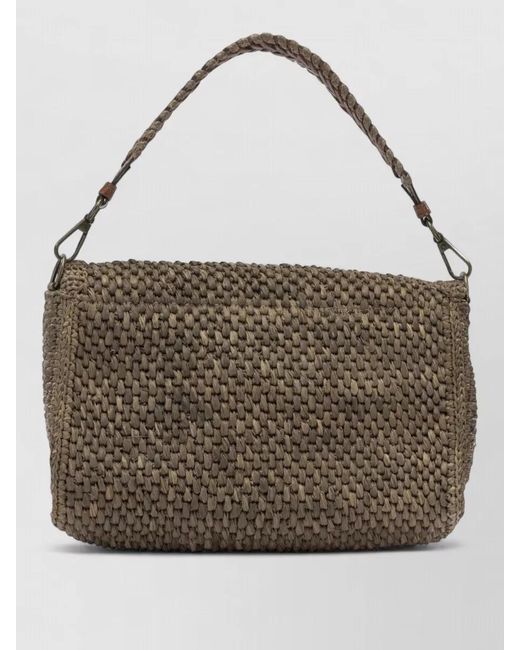 IBELIV Brown Shoulder Bag Woven Texture Braided Handle Hardware