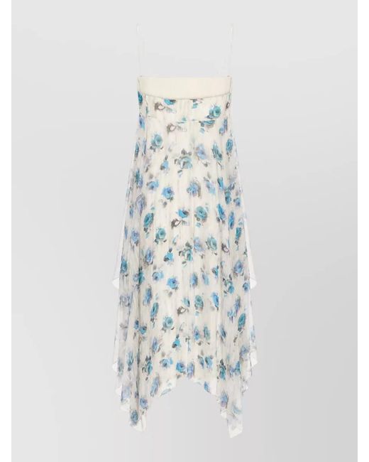 Tory Burch White Printed Silk Midi Dress