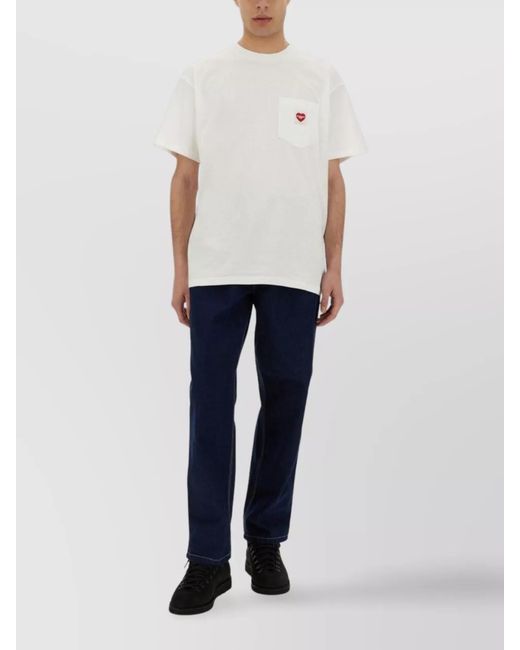 Carhartt White Cotton Logo Patch Short Sleeve T-Shirt for men