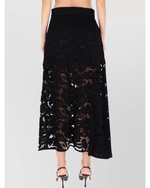 Patou Black Lace Midi Skirt