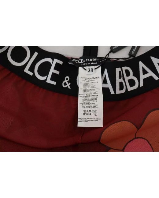 Dolce & Gabbana Red Floral-Print Leggings