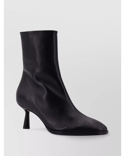 Aeyde Black Leather Zippered Ankle Boots