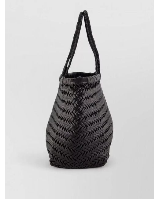 Dragon Diffusion Black Beach Bag Shopper Braided Handles Woven Design