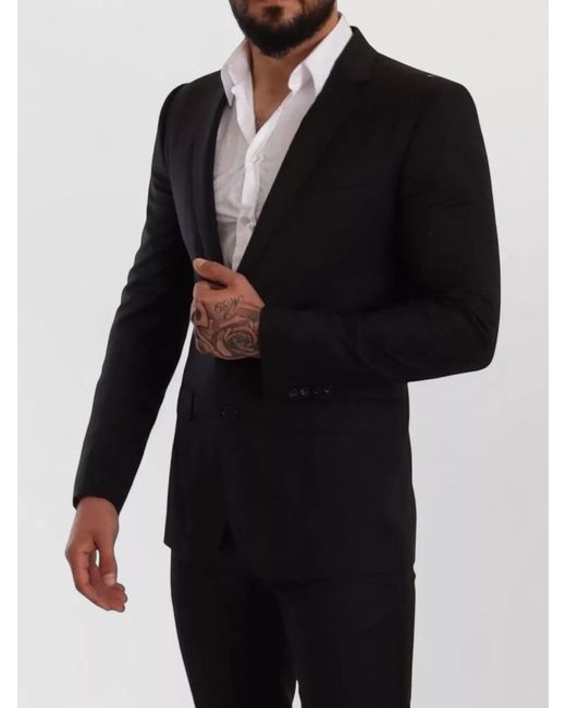 Dolce & Gabbana Black Wool Check Slim-Fit Single-Breasted Suit for men