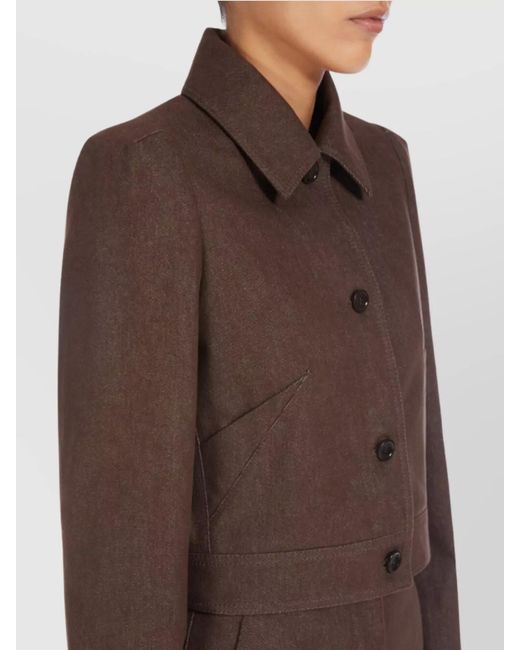 Max Mara Brown Denim Cropped Slim-Fit Single-Breasted Jacket
