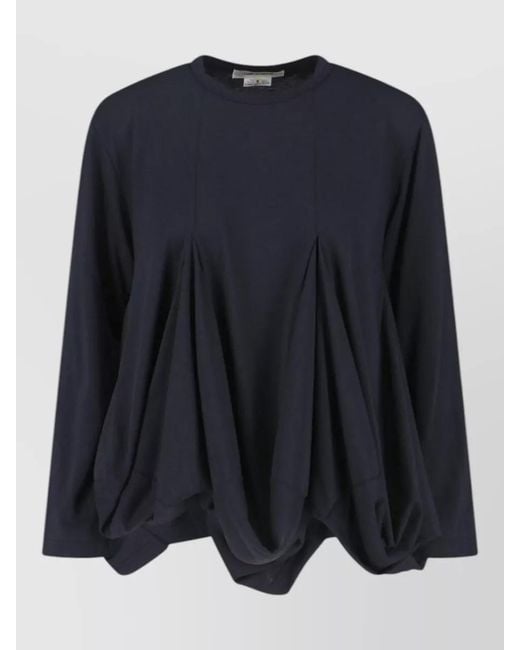 Comme des Garçons Blue Knitwear Long Sleeves Round Neck Pleated Design