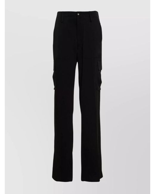 David Koma Black Satin Straight Trousers