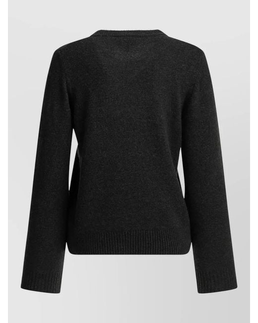 Ganni Black Teddy Crew Neck Sweater Graphic Design