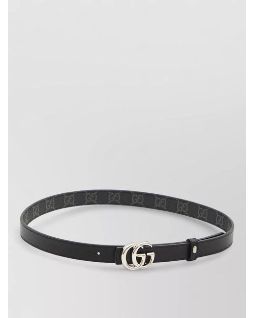 Gucci Gray Leather Reversible Skinny Belt