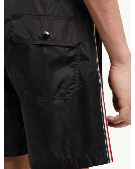 Moncler Black Nylon Swim Shorts for men