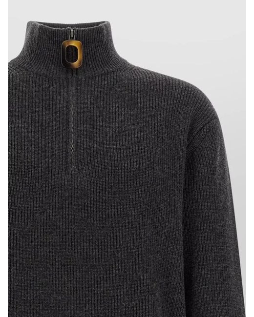J.W. Anderson Gray Ribbed High Neck Half Zip Knit Sweater for men