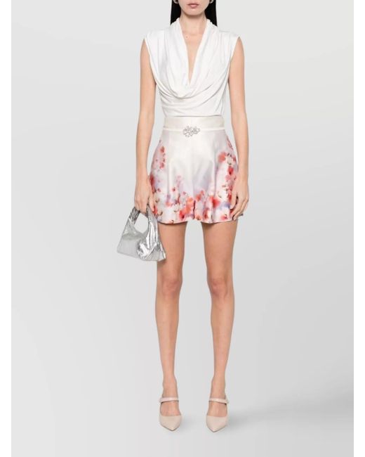 Zimmermann Pink Silk Blend Floral-Print High-Rise Tailored Shorts