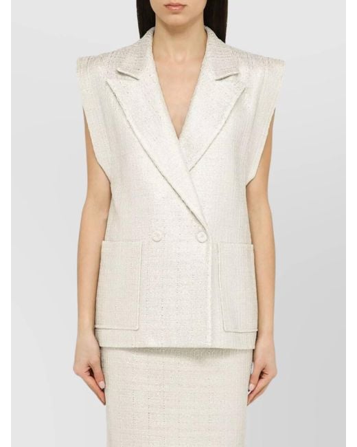 FEDERICA TOSI White Cotton Blend Double Breasted Waistcoat