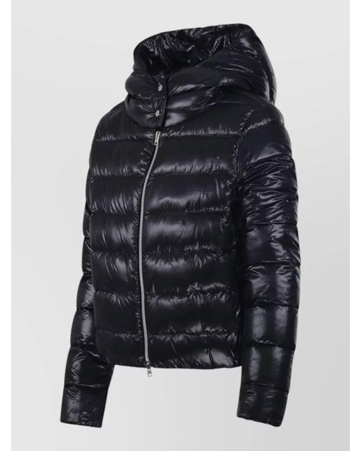 Herno Black Hooded Quilted Padded Jacket Long Sleeves