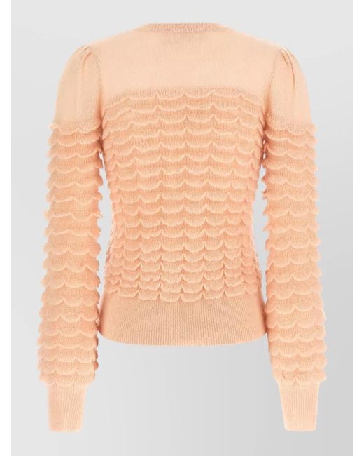 Zimmermann Blue Scallop Knit Sweater Crew Neck Design