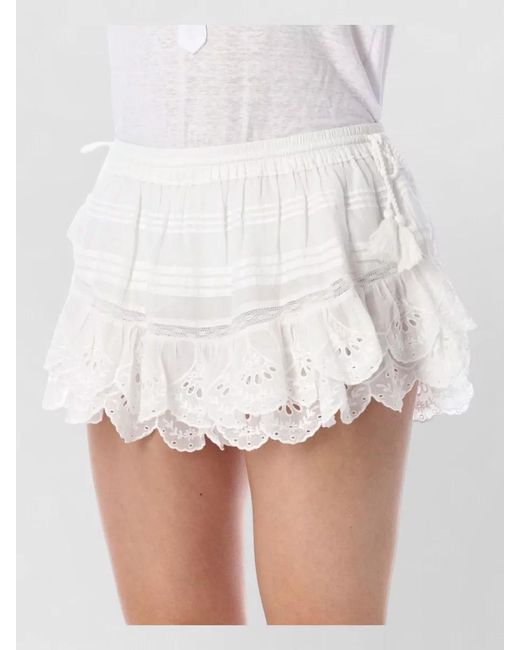 Isabel Marant White Cotton Embroidered Mini Shorts
