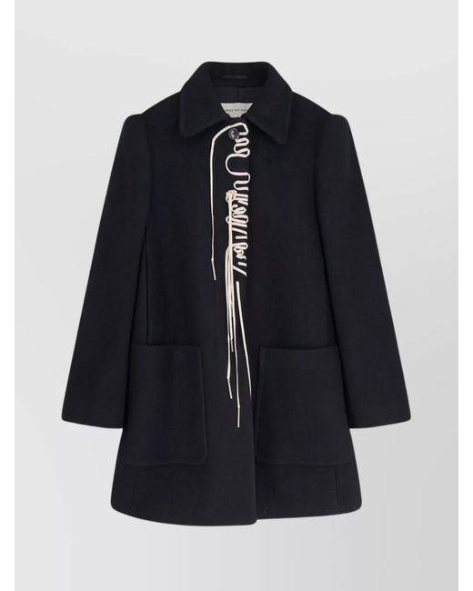 Dries Van Noten Blue Wool Single Breasted Coat