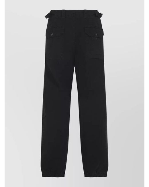 Stone Island Black Trousers Belt Loops Buttoned Flap Pocket Cuffs for men