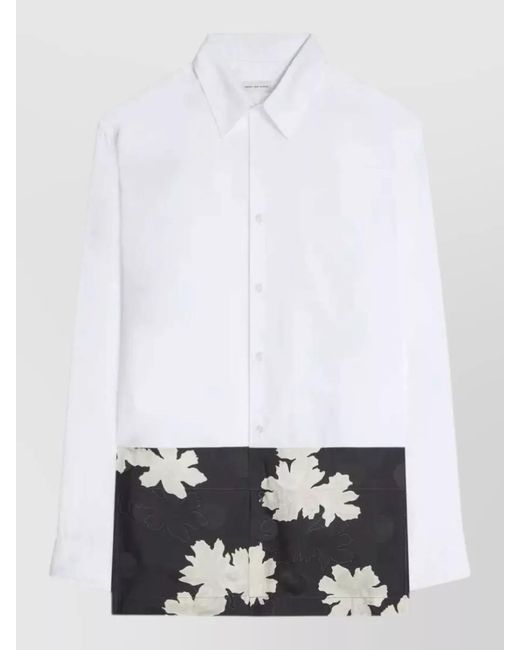 Dries Van Noten White Floral Panel Long Shirt And Trousers for men