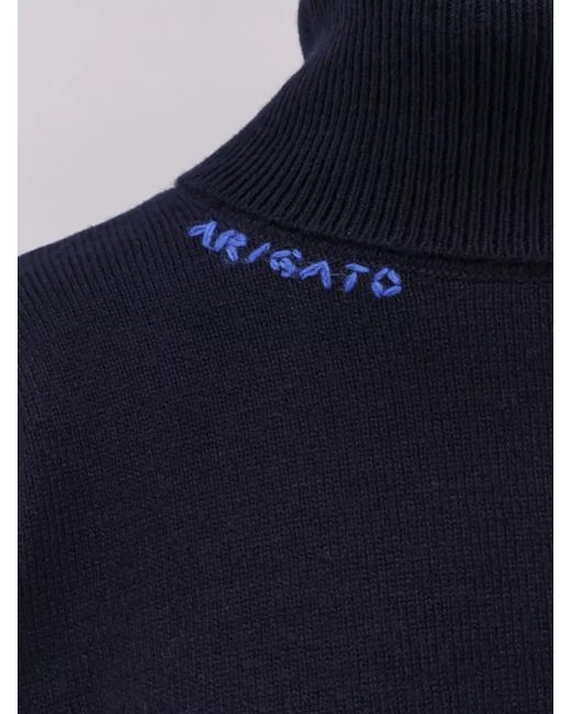 Axel Arigato Blue Wool Blend Turtleneck Sweater Asymmetric Cut