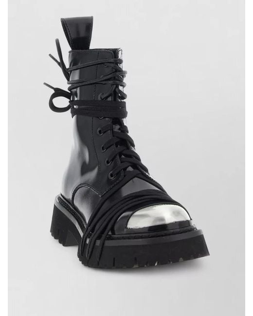 Moschino Black Leather Combat Boots