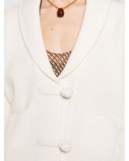 Forte_forte Natural Cropped Cashmere Blend Shawl Collar Cardigan