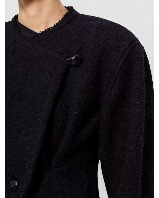 Isabel Marant Black Bouclé Asymmetric Single-Breasted Coat